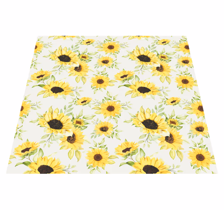 Vinyl rug flowers watercolor sunflowers - TenStickers