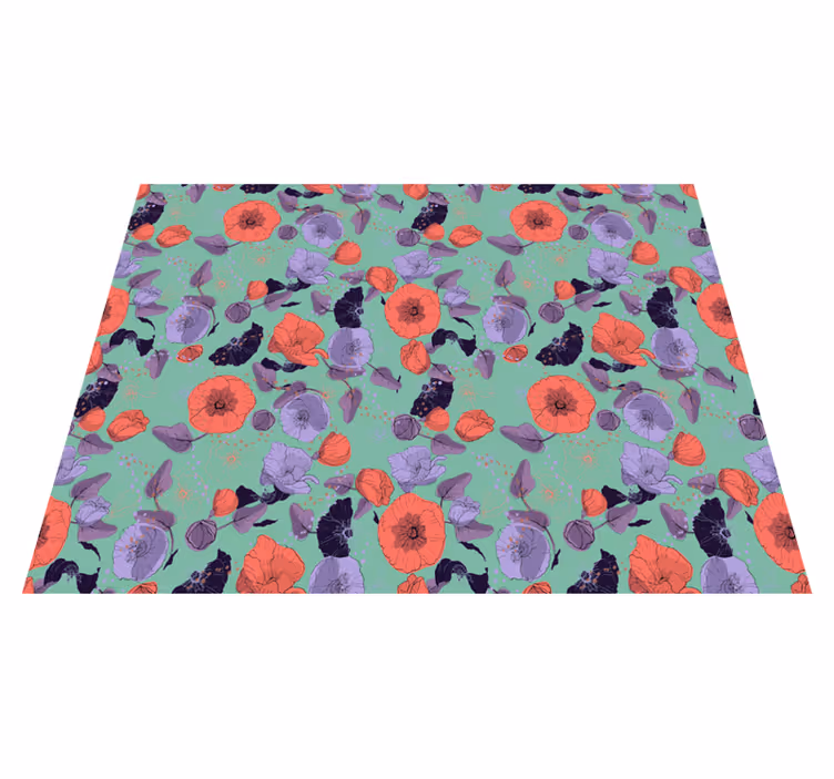 Vinyl rug flowers graceful poppies - TenStickers