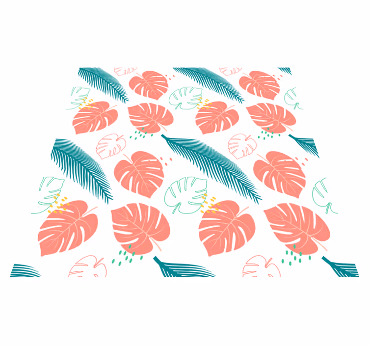 Vinyl rug flowers pink tropical leaves pattern - TenStickers
