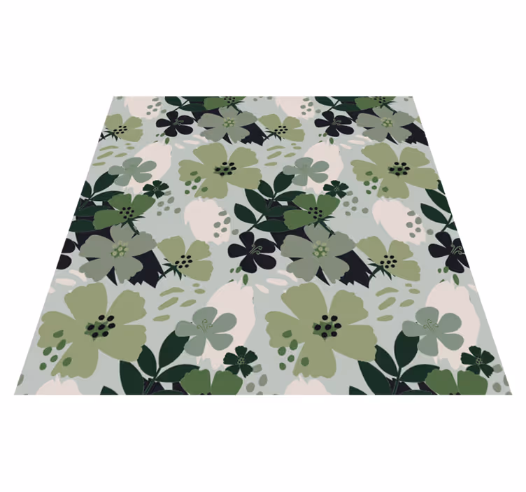 Vinyl rug flowers in green leaf floral pattern - TenStickers