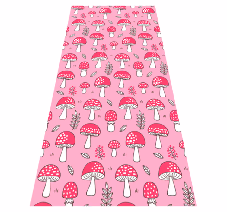 Vinyl rug flowers classical pink mushrooms - TenStickers