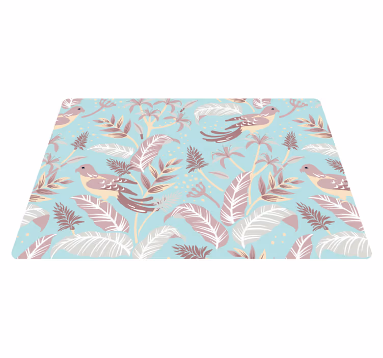 Vinyl rug flowers in blue and pink floral design - TenStickers