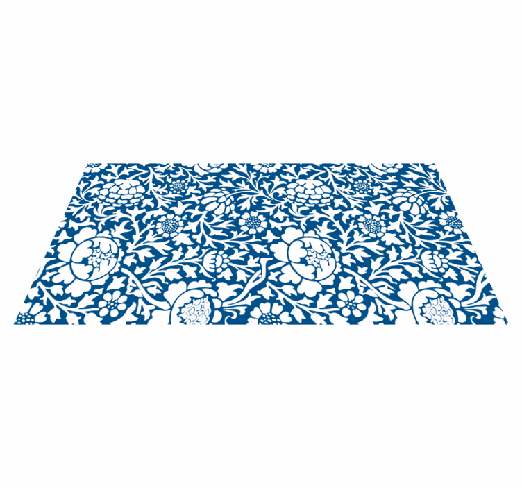 Vinyl rug flowers in marine blue flora - TenStickers
