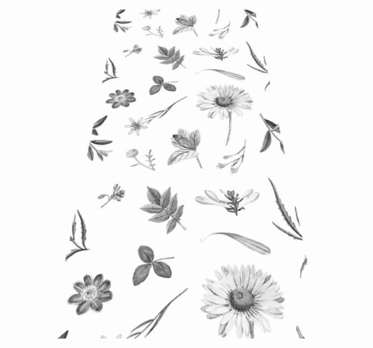 Vinyl rug flowers in gray spring design - TenStickers