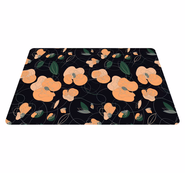 Vinyl rug flowers dark vivid fauna and flora pattern - TenStickers