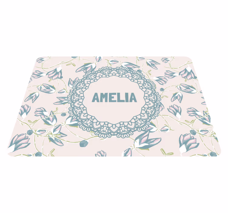 Vinyl rug flowers with vibrant green leaves - TenStickers