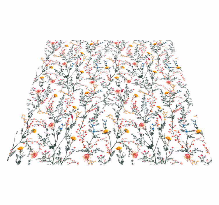Vinyl rug flowers thin minimalist garden blooms - TenStickers