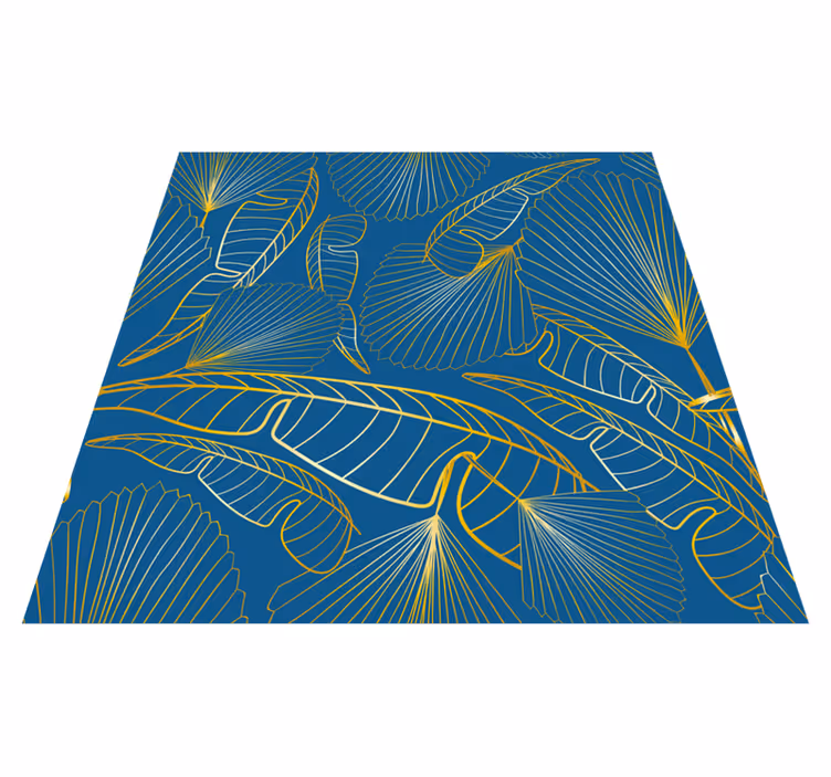 Vinyl rug flowers with golden leaves - TenStickers