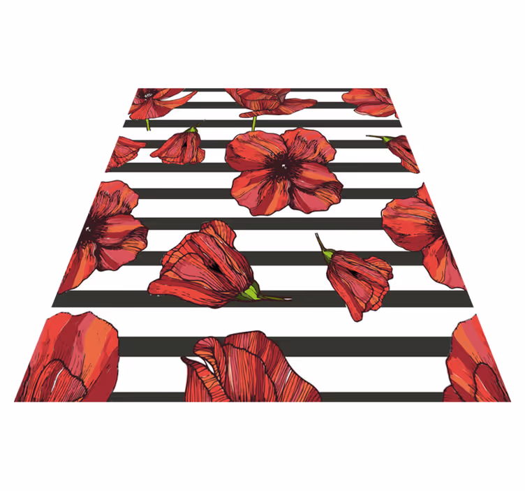 Vinyl rug flowers polish poppy blooms - TenStickers