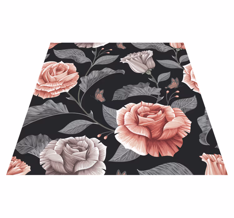 Vinyl rug flowers with rose pattern - TenStickers