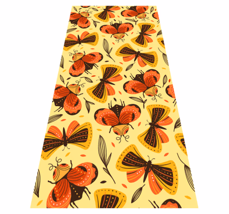 Vinyl rug flowers butterfly on flower design - TenStickers