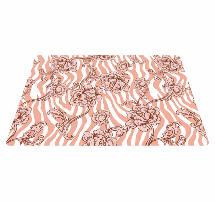 Vinyl rug flowers zebra print and ornamental coral - TenStickers