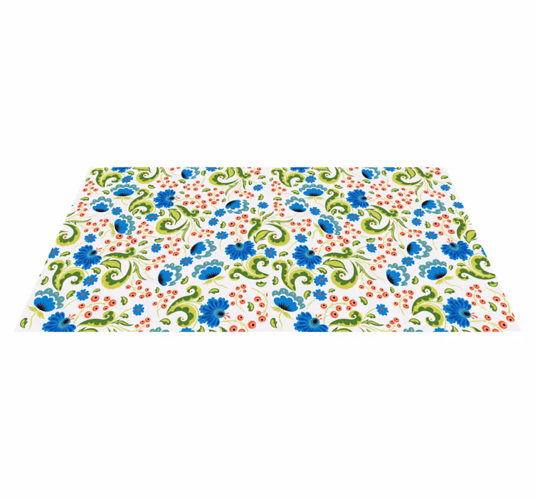 Vinyl rug flowers in vibrant green and blue - TenStickers