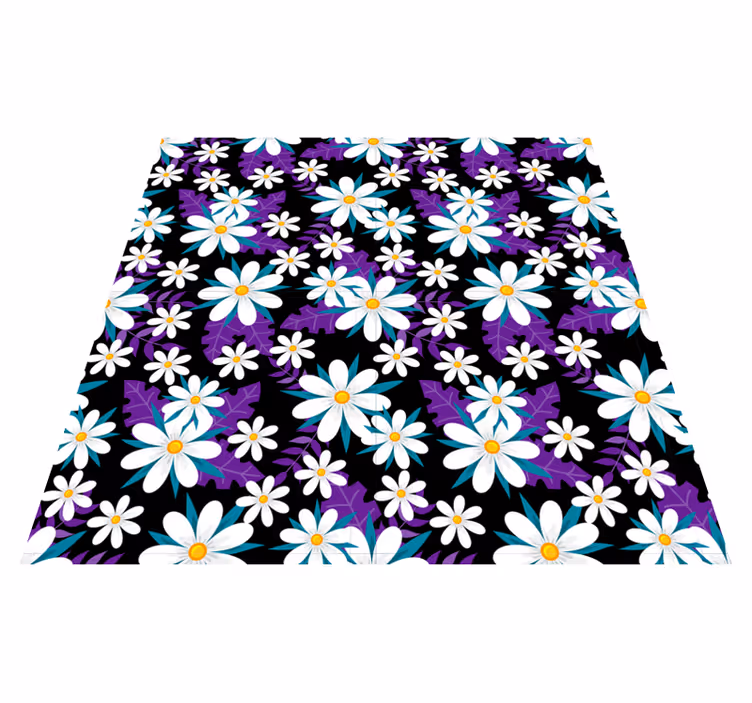 Vinyl rug flowers in bloom on a black background - TenStickers