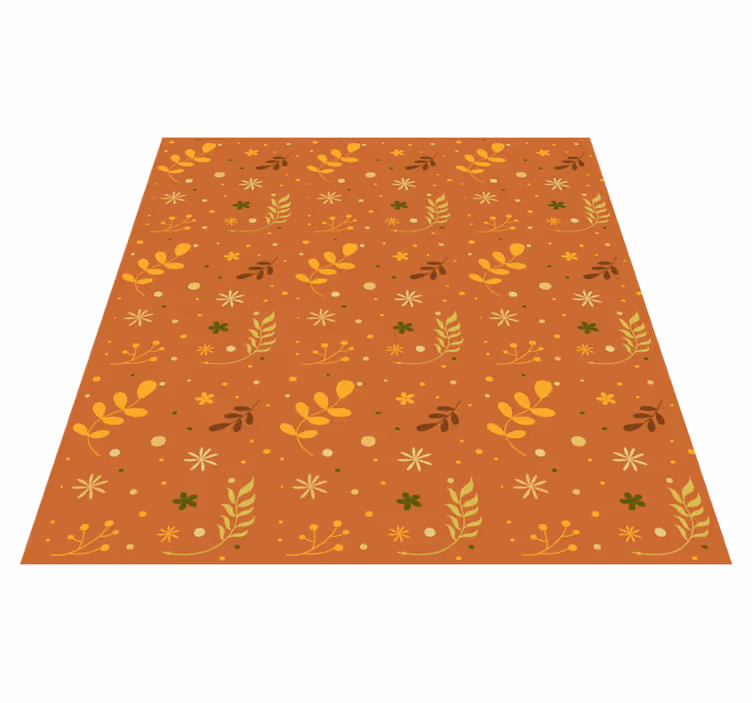 Vinyl rug flowers in orange leaf tones design - TenStickers