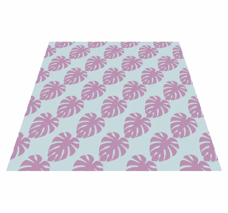 Vinyl rug flowers with blue and pink leaf patterns - TenStickers