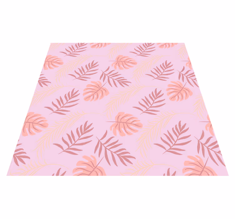 Vinyl rug flowers in pink tropical leaf design - TenStickers
