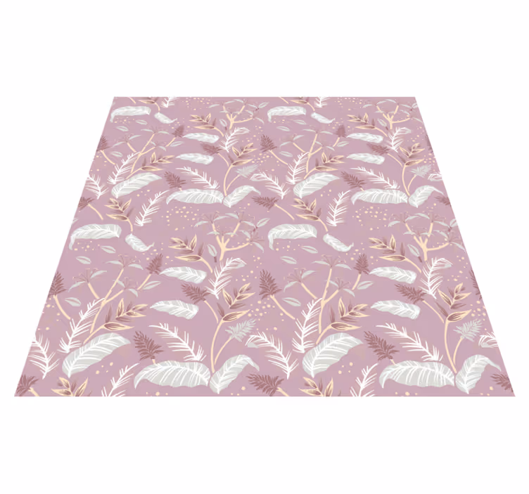 Vinyl rug flowers vintage pink tropical leaf design - TenStickers