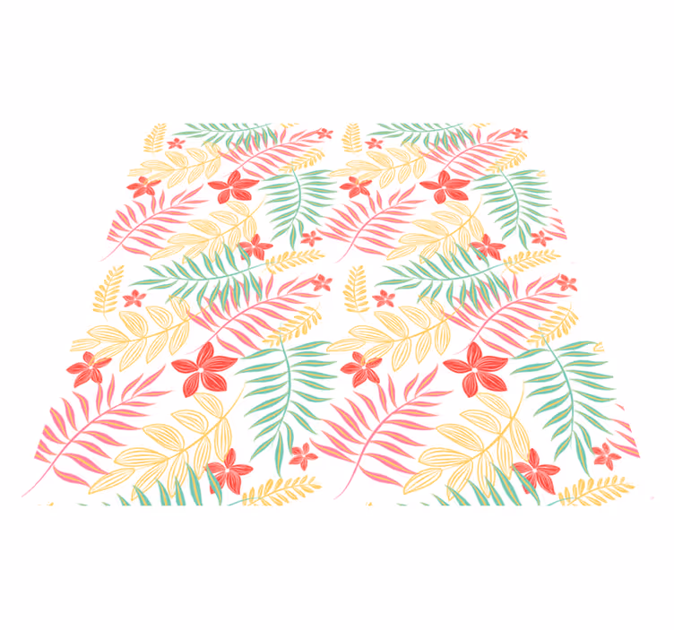 Vinyl rug flowers neon leaves pattern - TenStickers