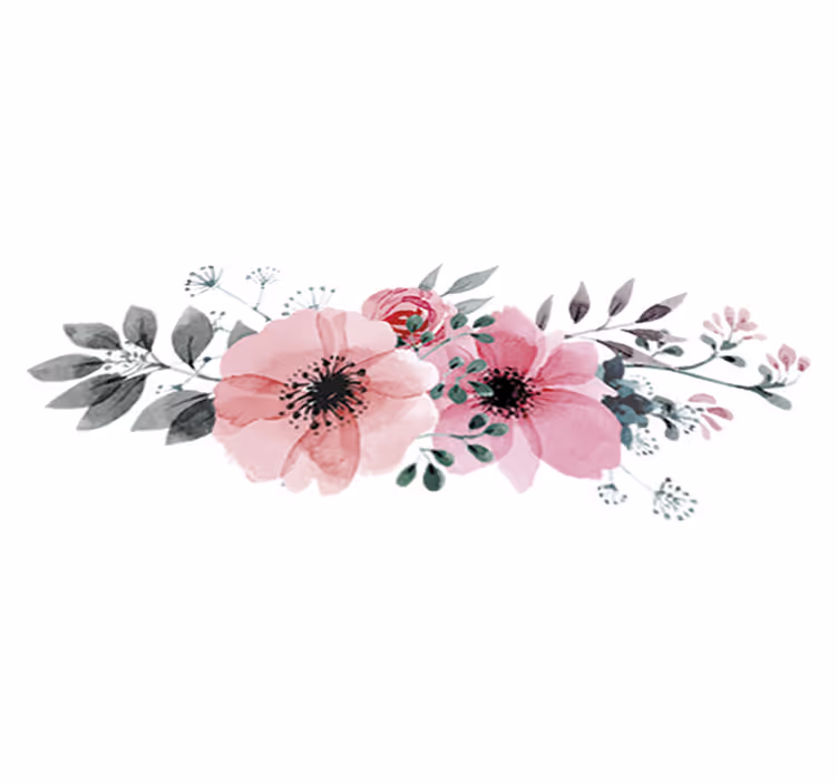 Flower vinyl rug aquarella poppies design - TenStickers