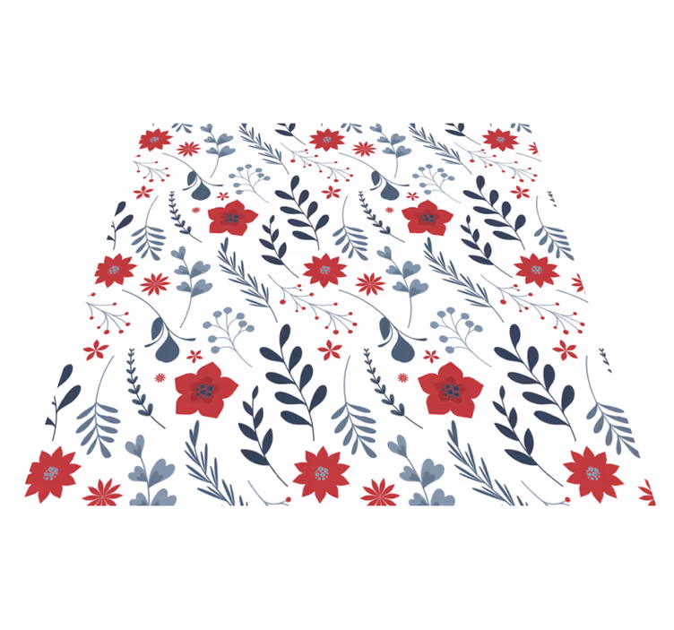 Vinyl rug flowers in white and red floral pattern - TenStickers