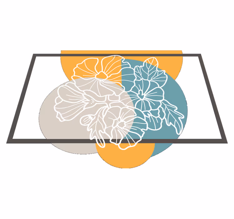 Flower vinyl rug cute minimalist rectangle and flowers - TenStickers
