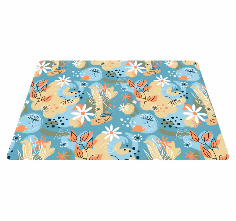 Flower vinyl rug abstract floral design - TenStickers