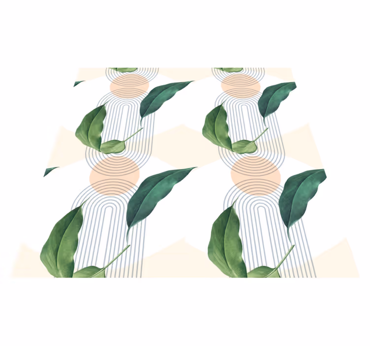 Vinyl rug flowers green leaf pink abstract background - TenStickers
