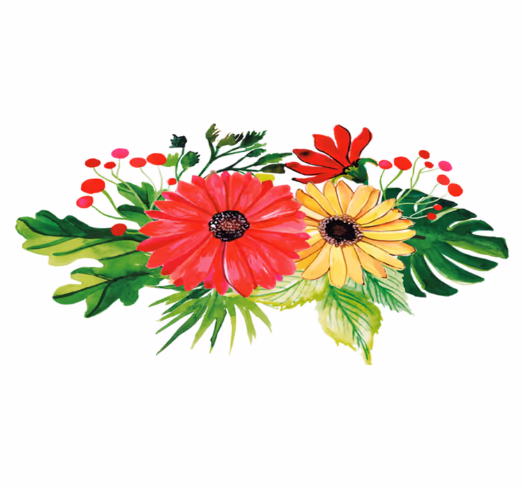 Vinyl rug flowers with elegant horizontal design - TenStickers