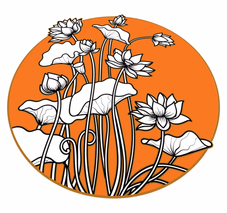 Vinyl rug flowers lotus illustration in japanese style - TenStickers