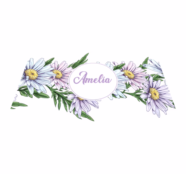 Vinyl rug flowers daisy design with name - TenStickers