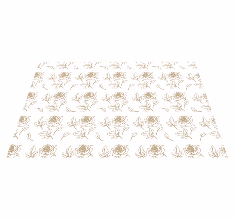 Vinyl rug flowers detailed rose pattern beige background - TenStickers