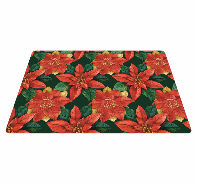 Vinyl rug flowers with a lovely red and green design - TenStickers