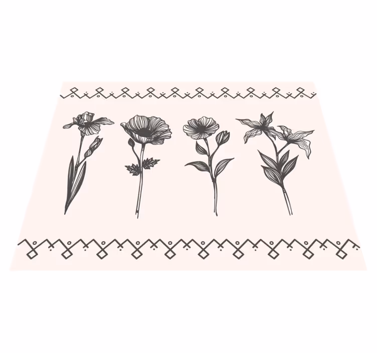 Vinyl rug flowers realistic vintage botany - TenStickers