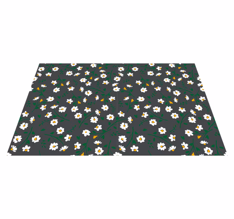 Vinyl rug flowers daisy flower on grey background - TenStickers