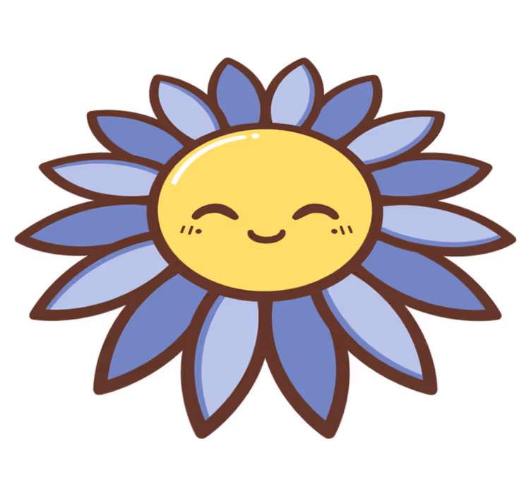 Vinyl rug flowers silhouette happy purple flower - TenStickers