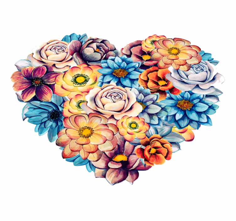 Vinyl rug flowers beautiful heart of blooms - TenStickers