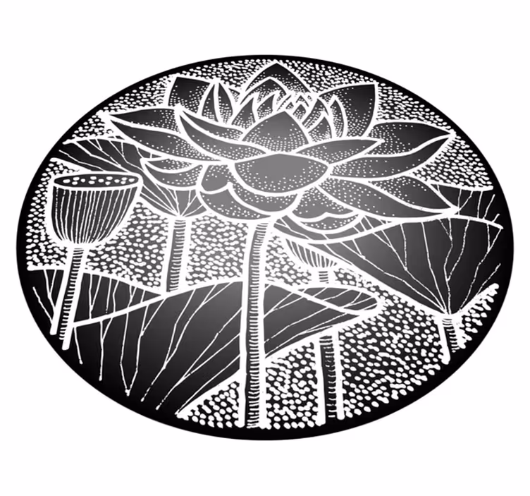 Vinyl rug flowers lotus flower classic design - TenStickers