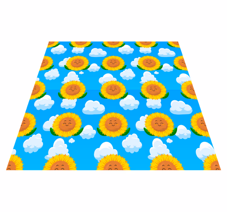 Vinyl rug flowers cheerful yellow smiling bloom - TenStickers