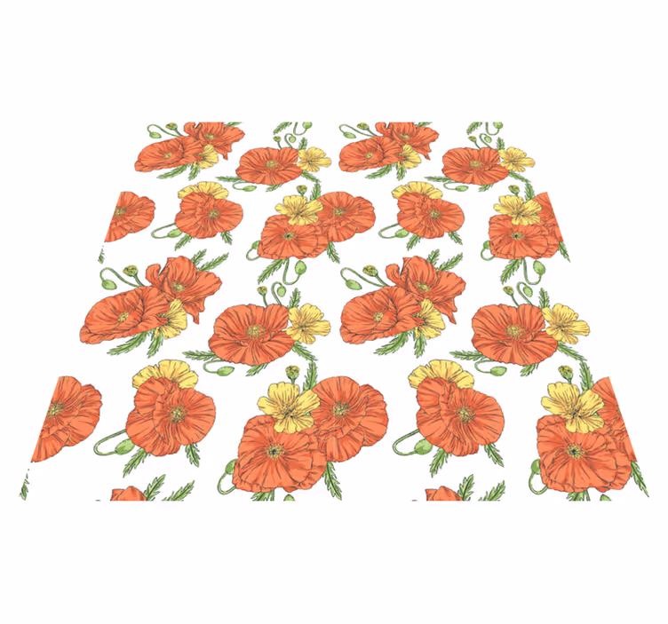 Vinyl rug flowers poppy flowers on white background - TenStickers