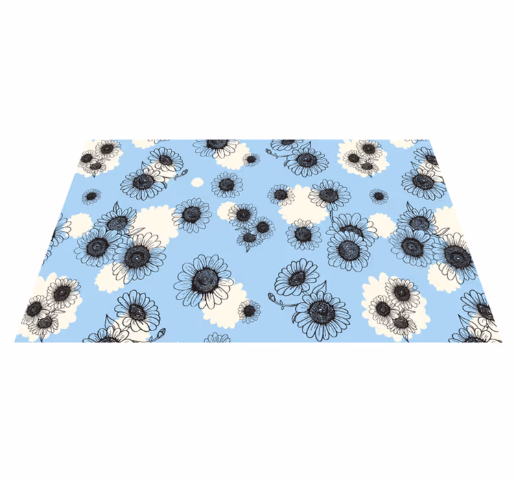 Vinyl rug flowers daisies seamless modern design - TenStickers