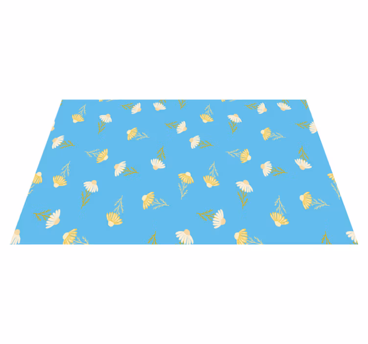 Vinyl rug flowers daisy pattern blue background - TenStickers