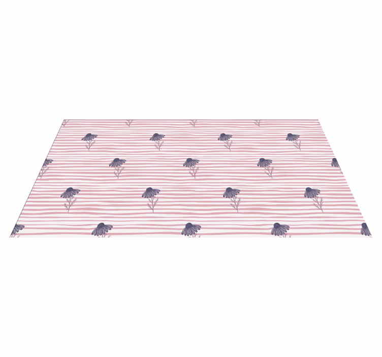 Vinyl rug flowers pattern with purple daisies - TenStickers