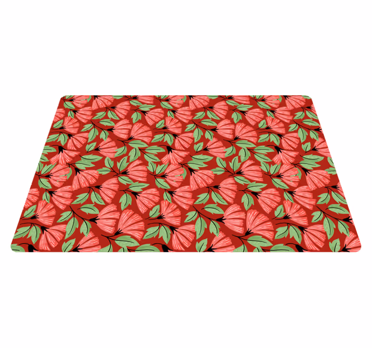 Vinyl rug flowers vintage red design - TenStickers