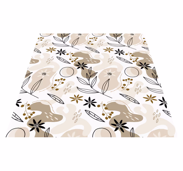 Vinyl rug flowers stylish pink and beige leaves pattern - TenStickers
