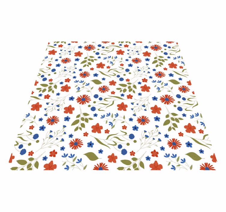 Vinyl rug flowers with blue and red garden patterns - TenStickers