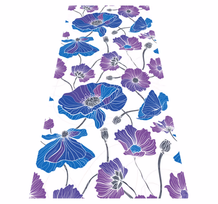 Vinyl rug flowers blue and purple garden blooms - TenStickers