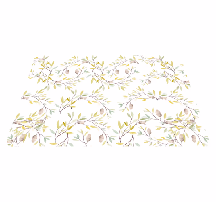 Vinyl rug flowers original watercolor green leaves - TenStickers
