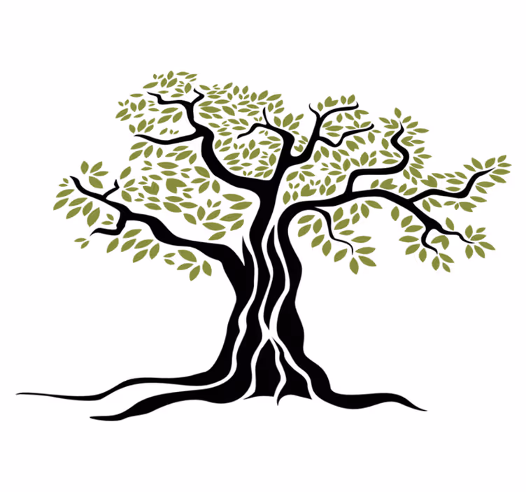 Vinyl rug flowers black olive tree with green leaves - TenStickers