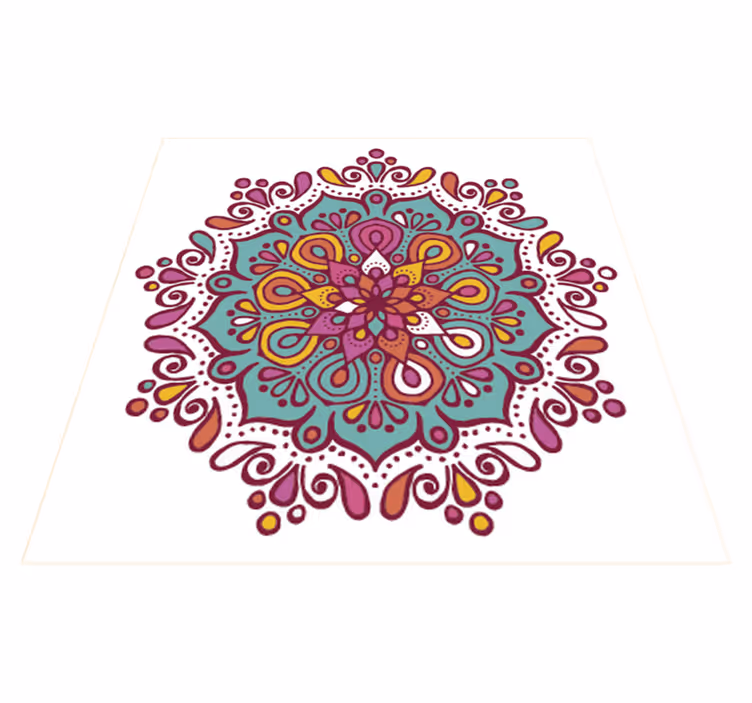 Colorful tiled mandala kitchen vinyl rug - TenStickers